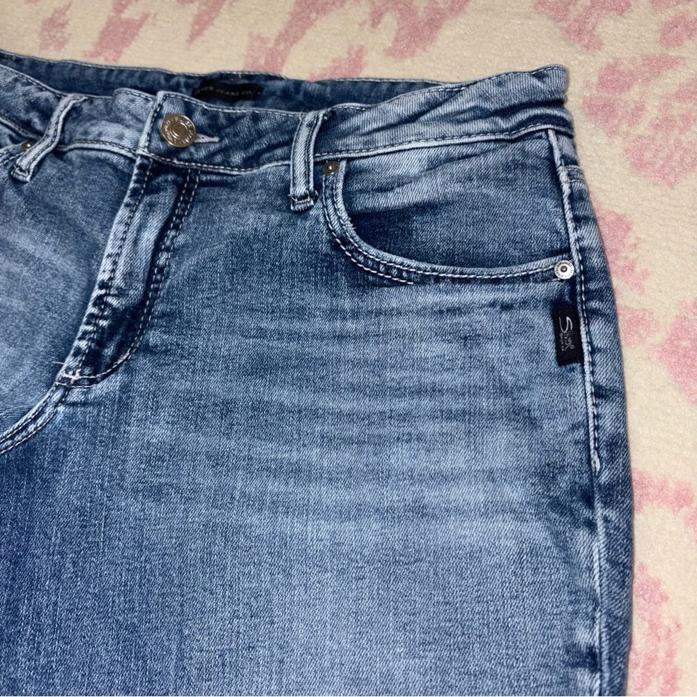 Silver Jeans Distressed Mid-Rise Boyfriend Blue Jeans Women’s 30W 29L - Picture 5 of 15